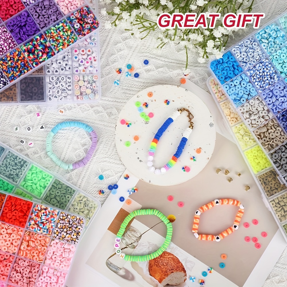 20000 pcs polymer clay beads bracelet making kit 160 colors polymer clay beads spacer loose beads jewelry kit with elastic thread for diy crafts multiple sizes details 0