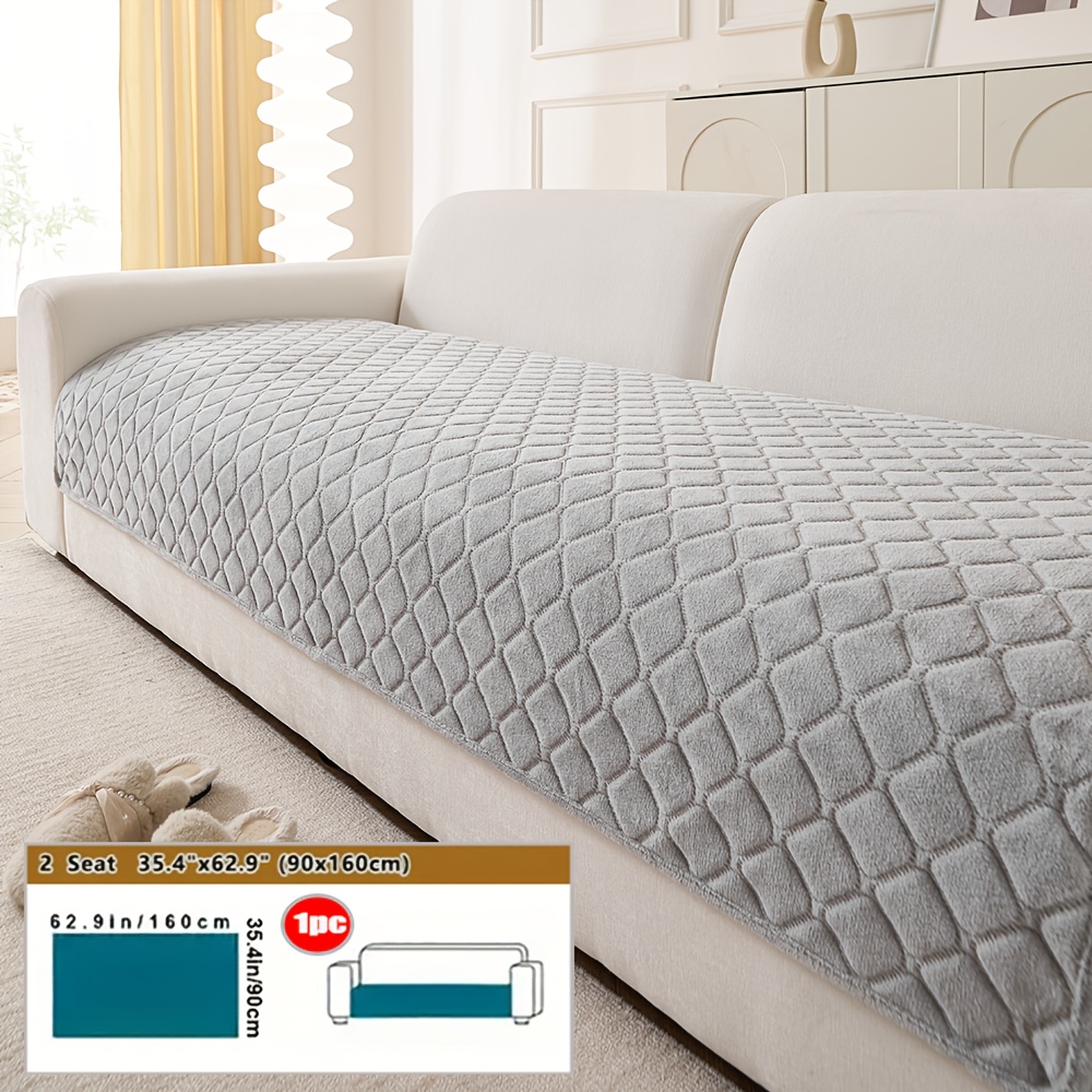 TEMU 1pc Modern Short Plush Sofa Cushion, Technology Technology Embossed Pattern, Universal Anti-slip Bottom Durable Pad, Suitable For All Sofa And