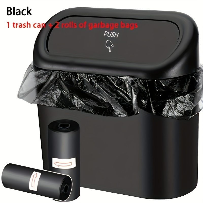 

3pcs/set 1pc Trash Can + 2 Rolls Of Garbage Bags, Car Hanging Storage Box, Mini Creative Car Trash Can