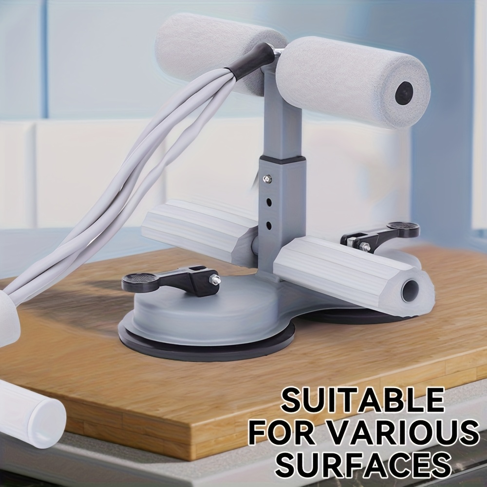 带有 2 个强力吸盘和可调式脚架的便携式仰卧起坐杆 - 用于腹肌、核心、手臂、腿部训练的张力绳健身器材 - 女性/男性的家庭健身房健身装备，防滑设计，小巧运动工具 商品详情 0