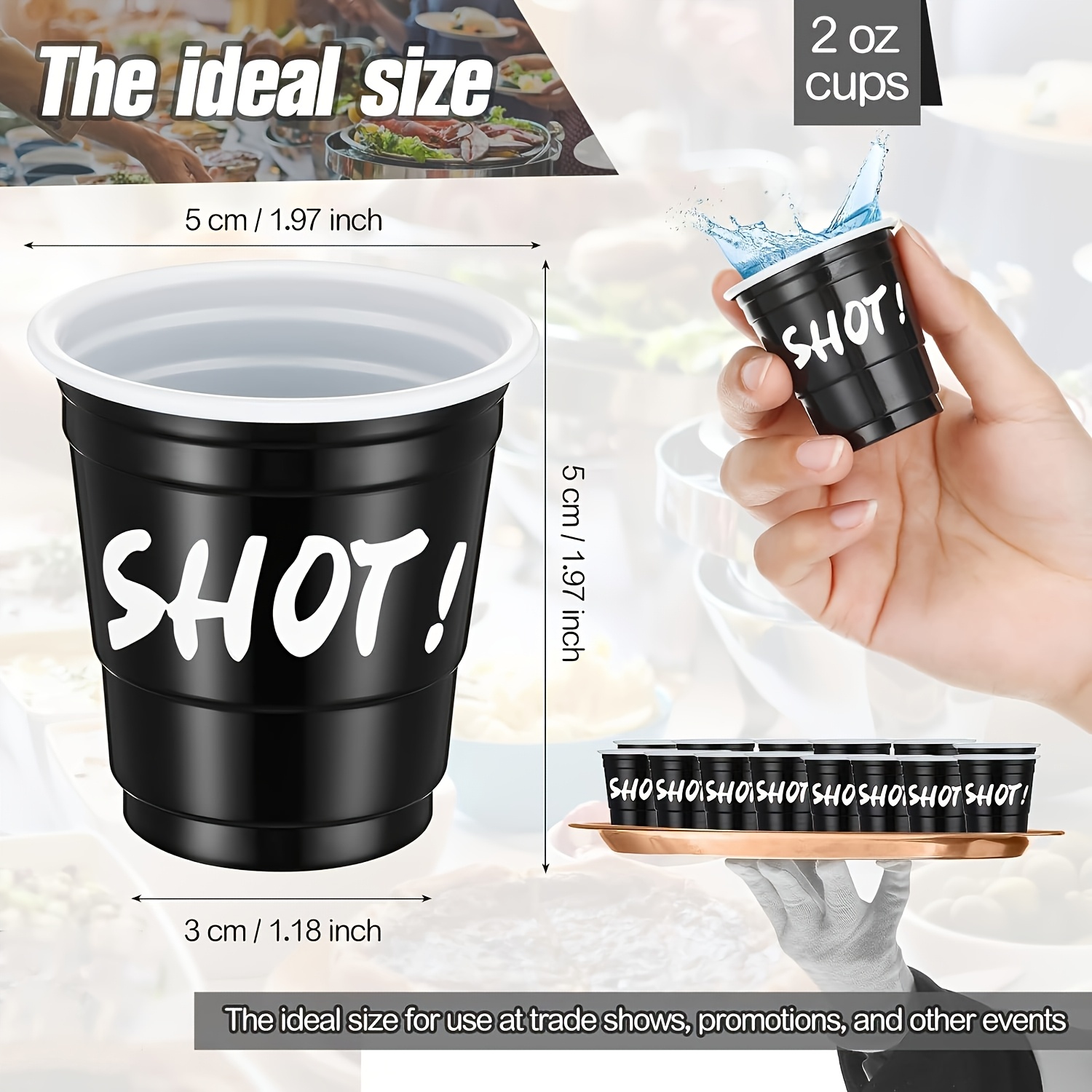 30 pack 2 oz plastic shot glasses   disposable shot cups for parties carnivals and any events