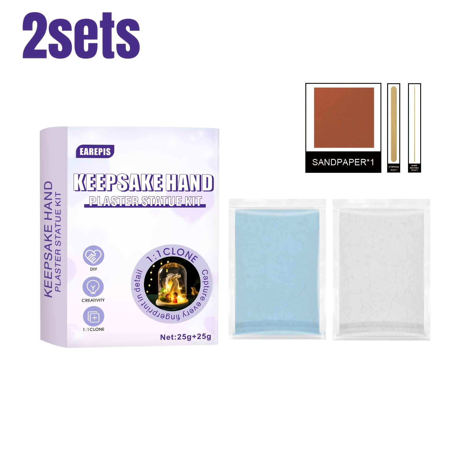 E-shop 2er-Set Multifunktionales Handgusspulver | Bastelmodellmaterial, Valentinstags-Geschenk für Paare mit Hand- und , -Erinnerungsstück,