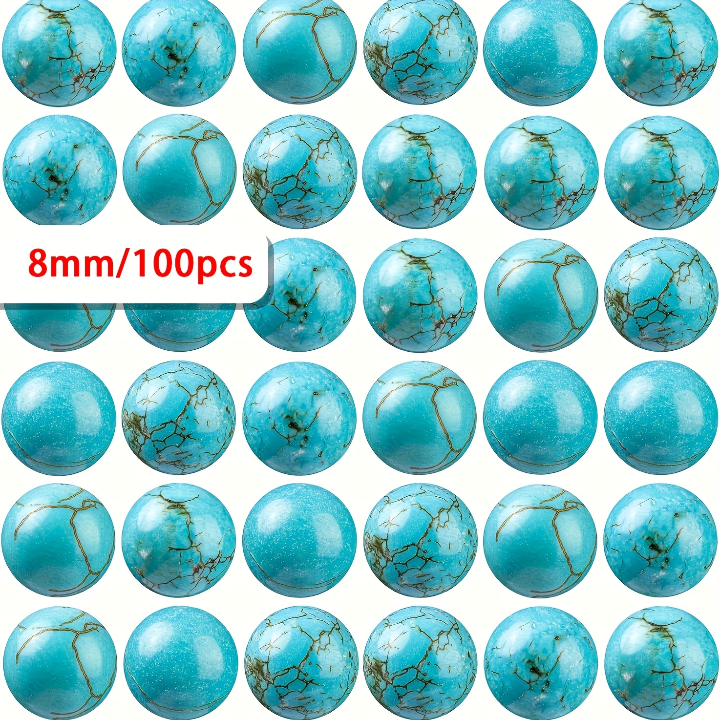 TEMU 100 Perles en Naturelle, 8 mm Rond, Adaptées à la Fabrication de Bracelets et de