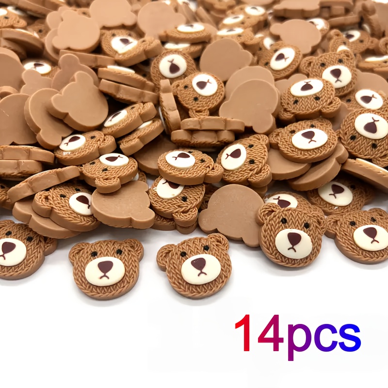E-shop 14 Harz-Braunbär-Feiertagsdekorationen, große Größe mit abgeflachter Rückseite, ideal für DIY-Partys, Kopfbedeckungen, Schmuck