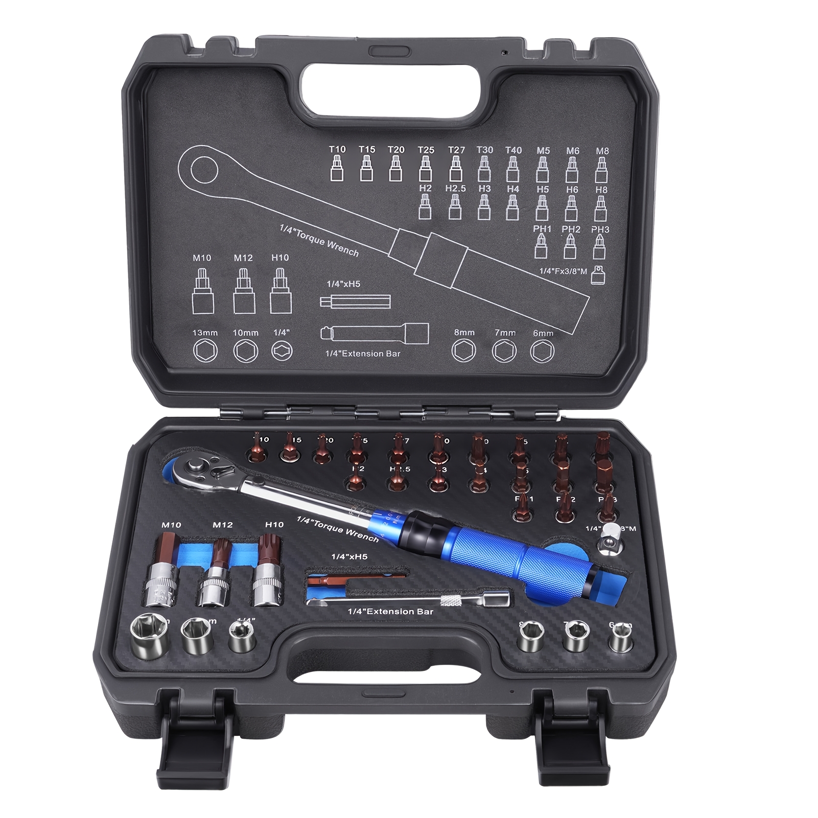 TEMU de 32 piezas, llave dinamométrica de (72 dientes), combinación de vasos y brocas, adecuado para reparación de automóviles y bicicletas, mecánico