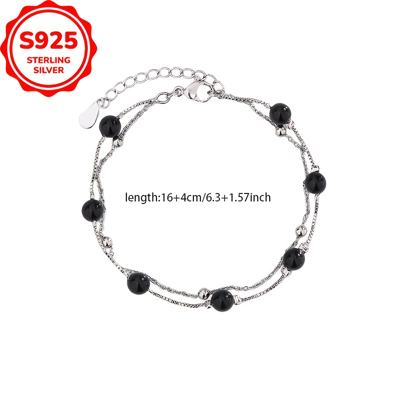 925 Silver Bead Bracelet Double Layer Hypoallergenic Durable Daily Wear Gift