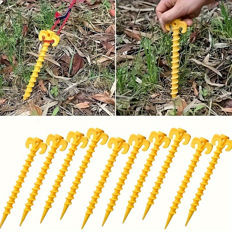 

10pcs Resin Tent Stakes - 7.87" Durable Spiral Anchor Spike Set For Camping, Hiking, Beach, Outdoor Festivals - Universal Plastic Ground Nail Fixing Pegs For Tents & Tarps