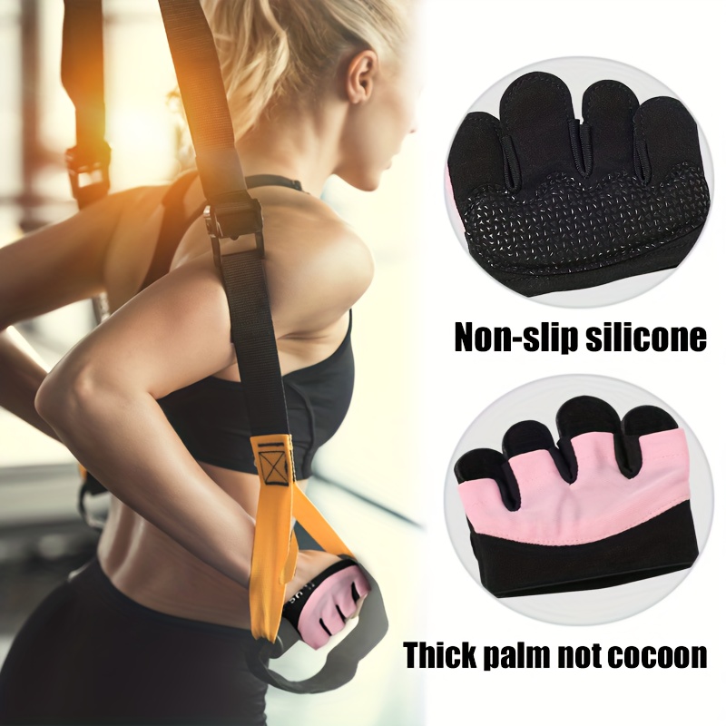 

Rooruns Non-slip Silicone Fingerless Gym Gloves - Padding For Weightlifting, Yoga & Bar Workouts, Nylon, Pink/black, Fits All, Gym Accessories