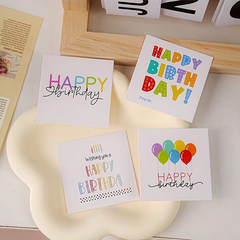 

50pcs Balloon Cards, Mini Personalized Message Cards, Floral Cake Decorating Cards, English Birthday Greeting Cards For Celebration