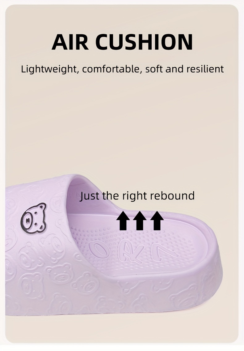 Cute Cartoon Bear Pattern Slides, Casual Soft Sole Pillow Slides, Comfortable Indoor Home Slides