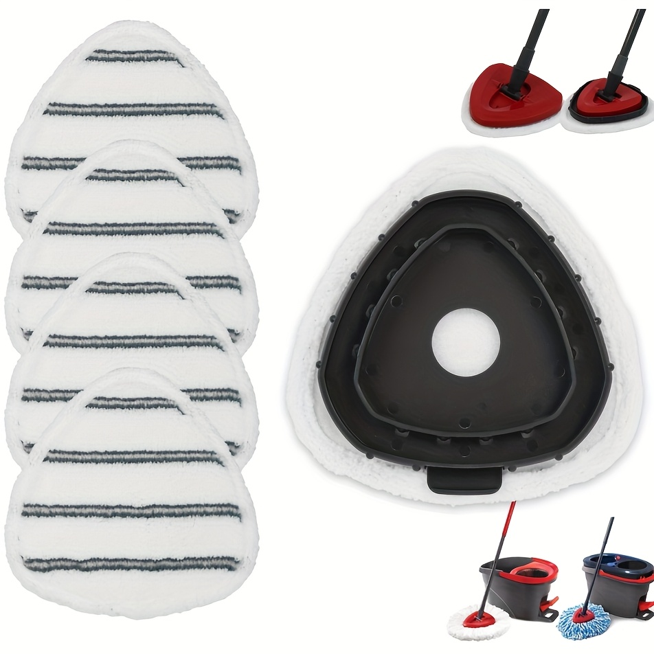 TEMU Recharges de Tête de Serpillière Plate en Microfibre, 4 pièces, Rayures Grises, pour Système EasyWring à 1 et 2 Réservoirs, Utilisables sur