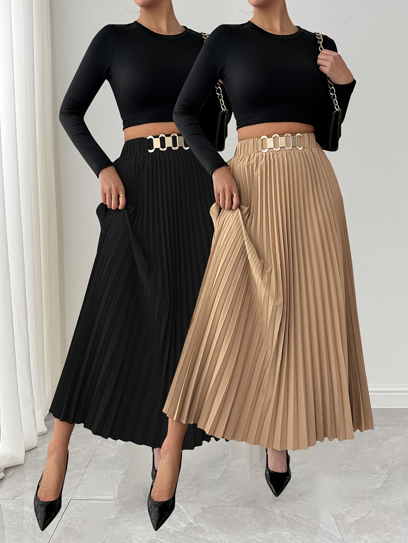 Hotel Kalinga Faldas Plisadas Negras Cortas Pareo Midi Falda Pareo