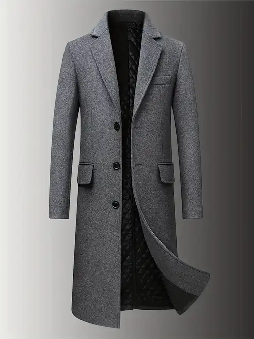 Men's Casual Diagonal Buckle High-Collar Woolen Coat Men's Casual Diagonal Buckle High-Collar Woolen Coat