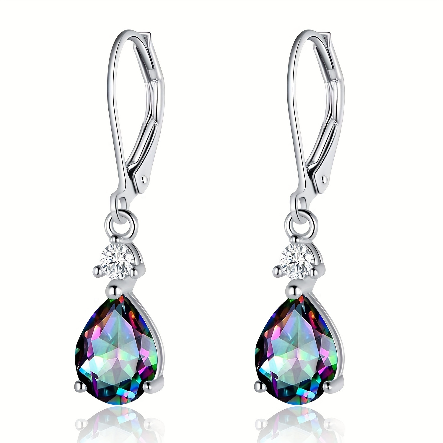 

Sterling 925 Silver Hypoallergenic Droplet Dangle Earrings Elegant Luxury Style Delicate Female Gift