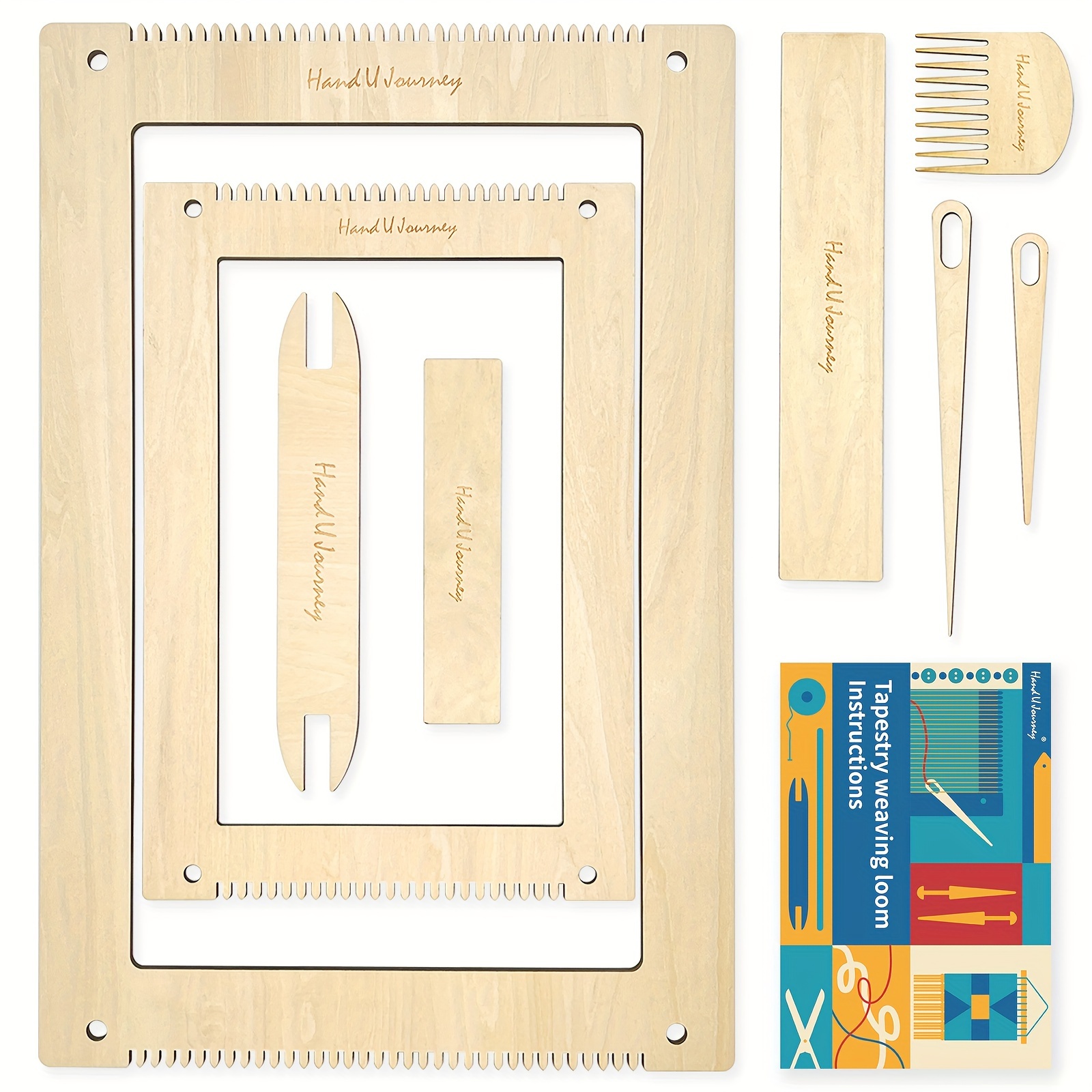 

1set Rectangle Weaving Loom Kit With Weaving Needles And Tools, Perfect For Beginners And Weaving Enthusiasts With 16 Pages Weaving Instructions