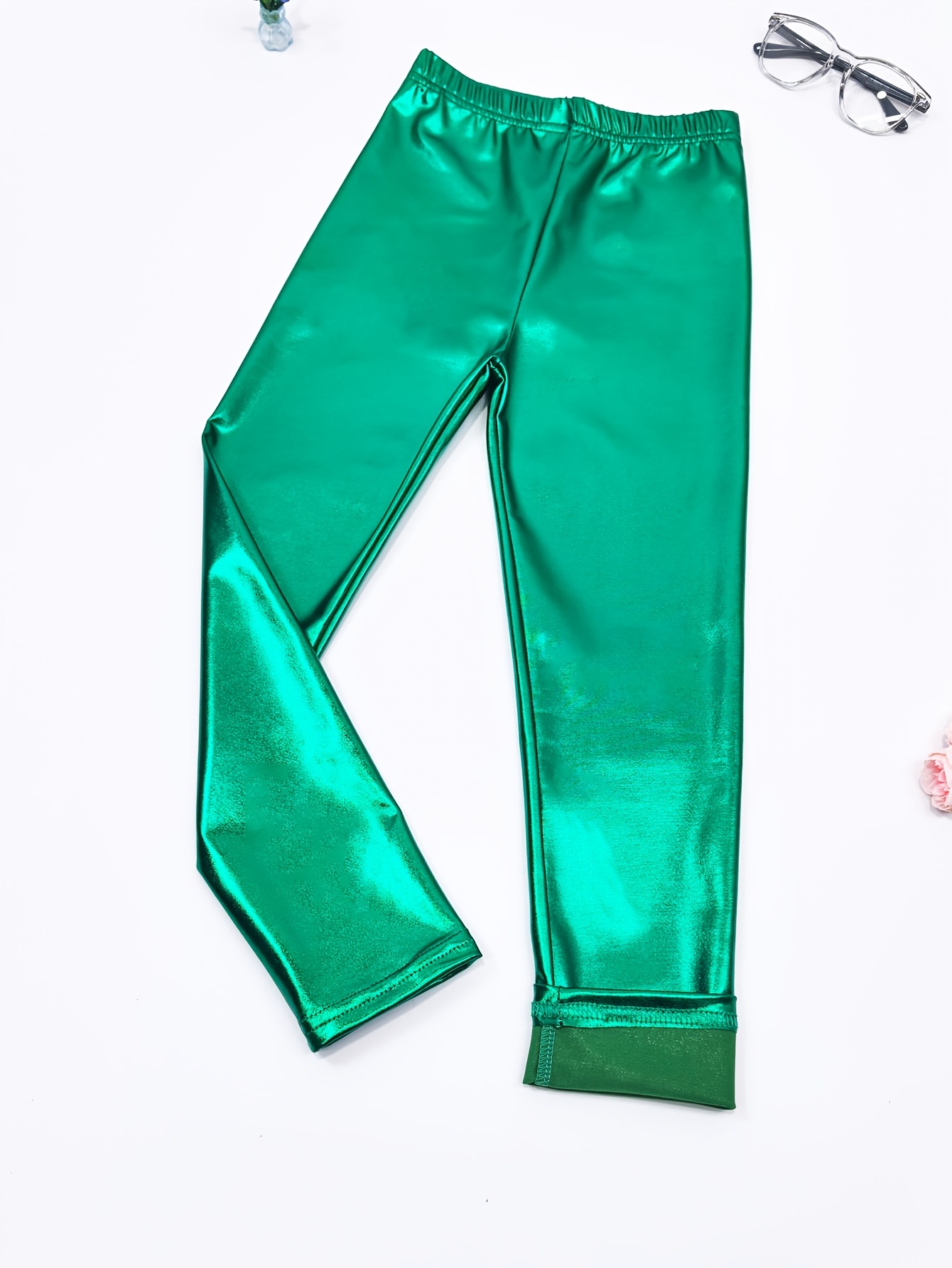item picture 1pc random color girls dance trousers modern dance pants for outdoor wear shimmering sparkling kids pants clothing girls trousers