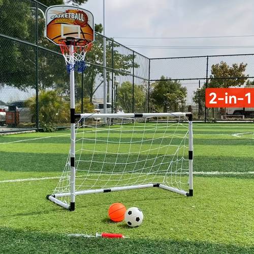 large size basketball hoop and soccer goal 2 in 1 set outdoor equipment halloween christmas thanksgiving holiday birthday gift