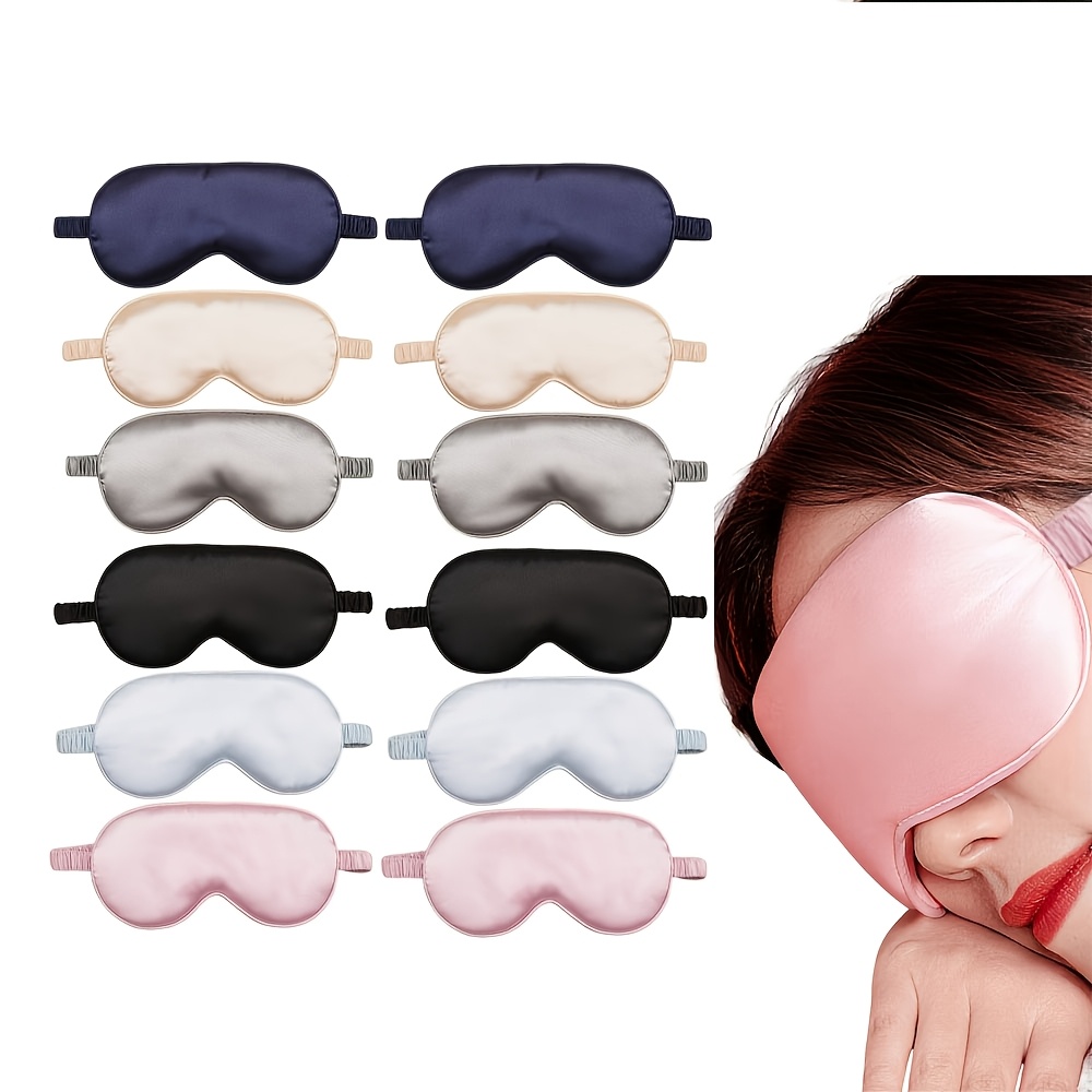 TEMU 12pcs Luxury Double-sided Sleep Eye Masks, Solid Color Light Blocking Blindfold, For Travel, Camping, And , Ideal As Gifts