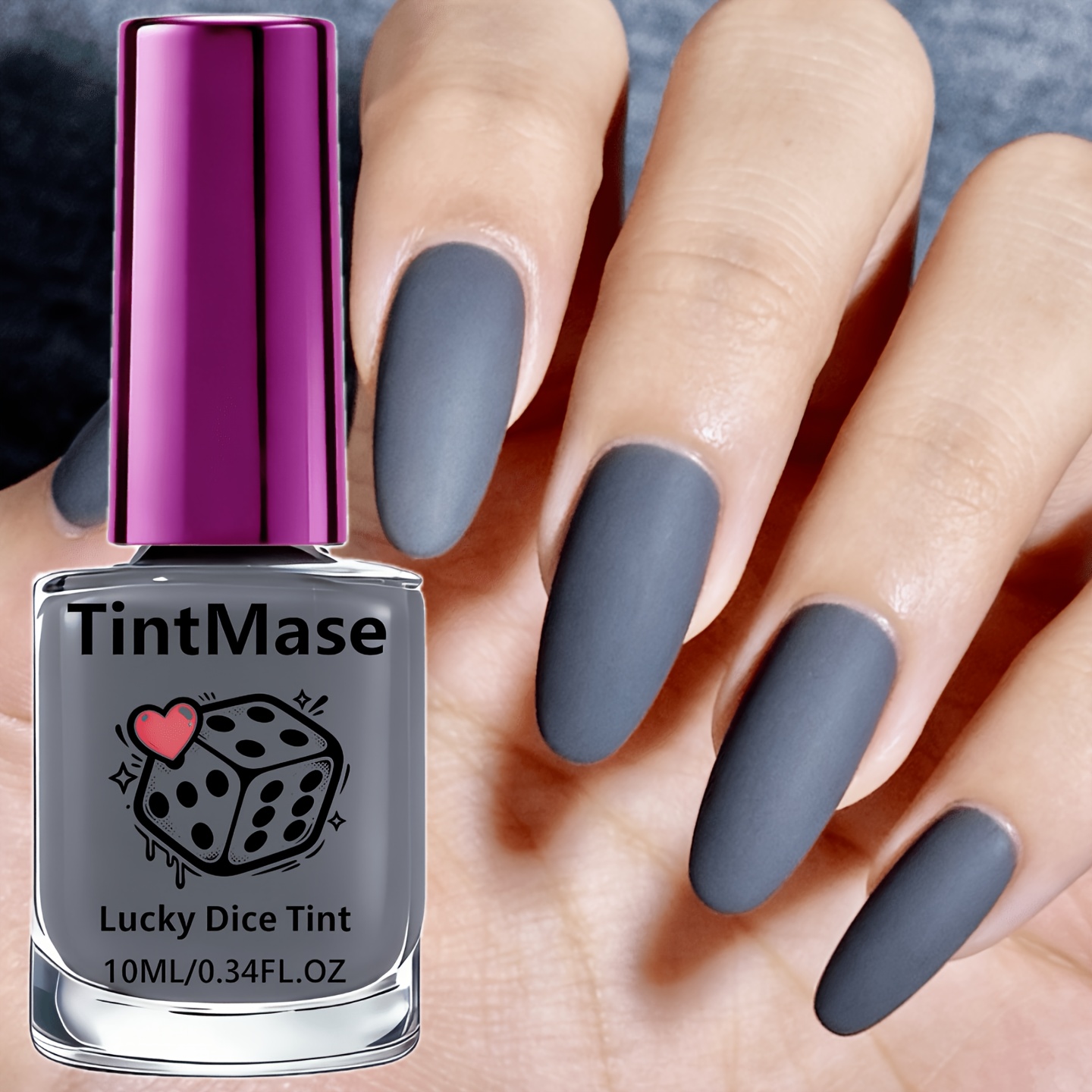 Image of Matte Charcoal Gray Nail Hardener 10ml No-bake Natural Quick-dry Formula Date Night Essential Velvet Matte Texture For And Parties, Women's Gift, Effect, Date Night, Daily Versatile Nail Polish