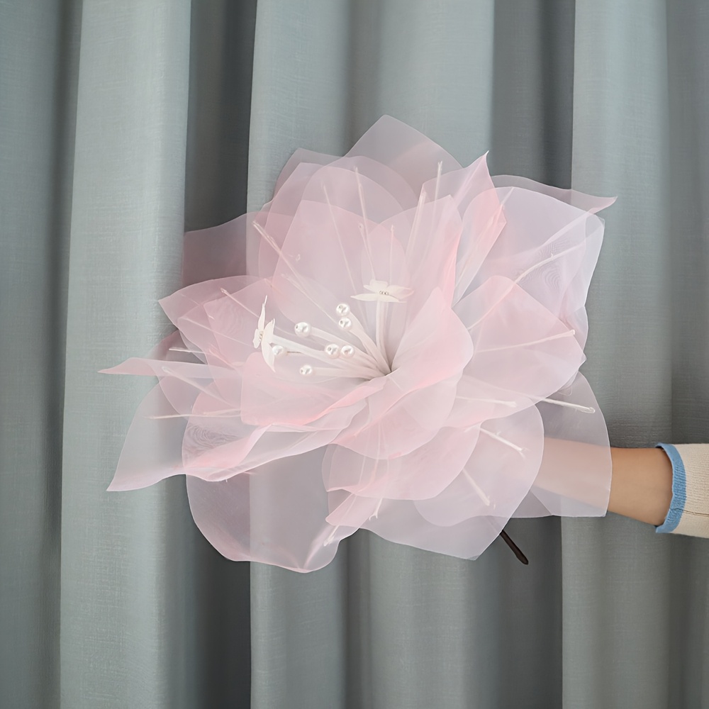 TEMU 40cm Silk Yarn Magnolia Screen Gauze Artificial Flower Wedding Decoration Living Room Layout Window Display Shooting Props Activity Scene Road