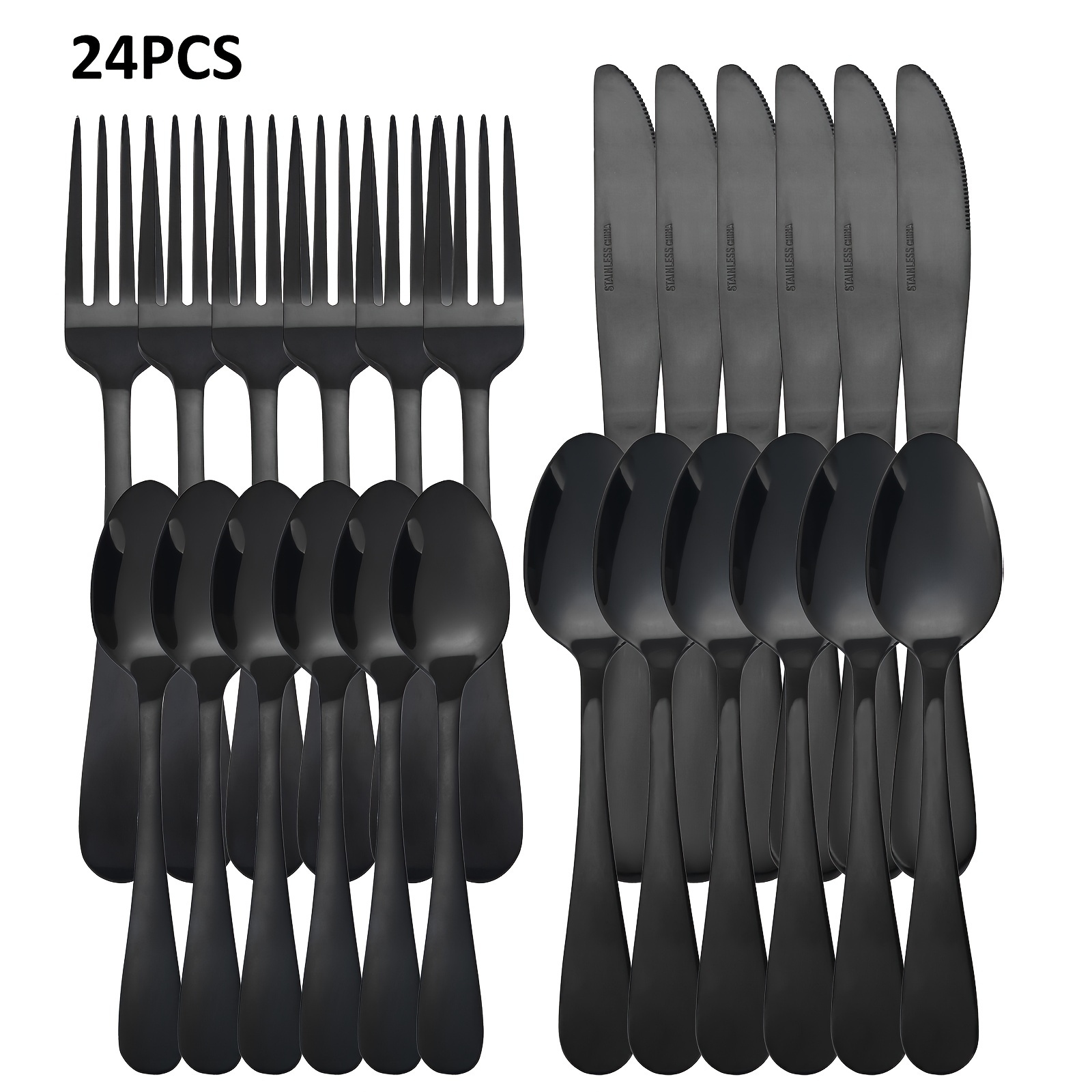 

Set Of 24 Pieces Of Cutlery, Knife, Fork, And Spoon Set