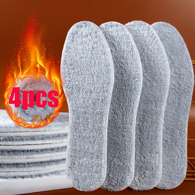 TEMU 4pcs Autumn/winter Heated Thickened Shoe Insoles, Warm, Cold-resistant, Soft, Heat-retaining, Comfortable, And Breathable. Suitable For Sneakers