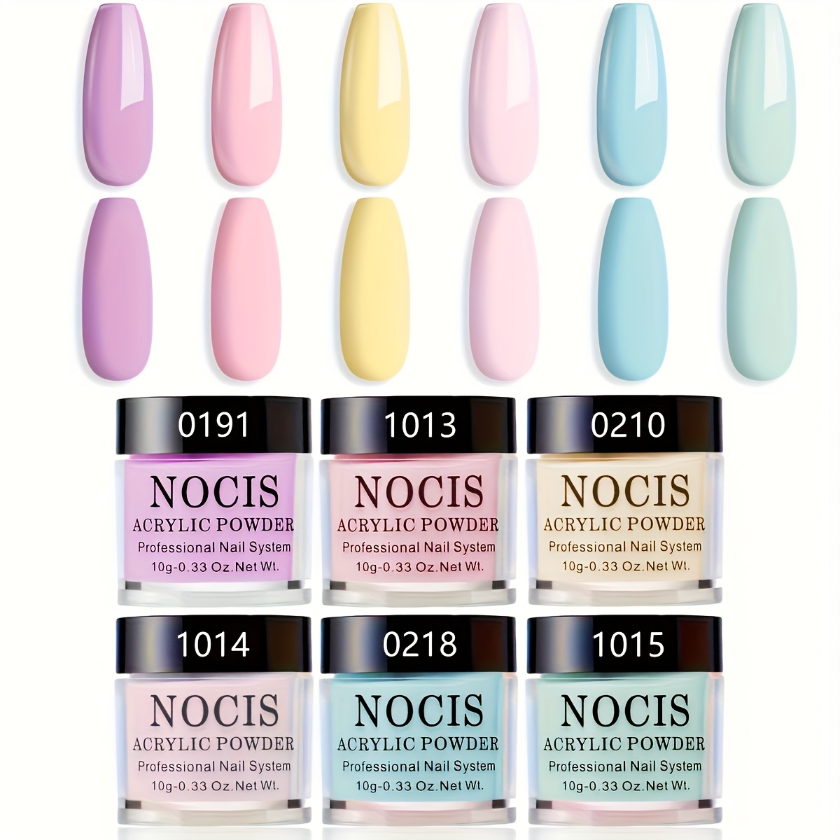 TEMU Dip Powder Nail Kit, 6 Colors Purple Blue Macaron Pastel Dipping Powder Liquid Set Base&top For French Nail Diy Manicure Starter Kit.