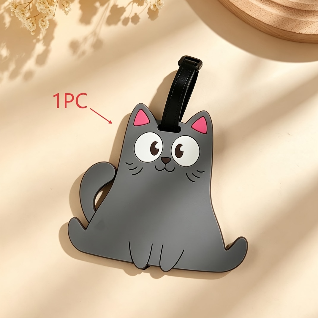 Macaron Solid Colour Cat PVC Travel Luggage Tag
