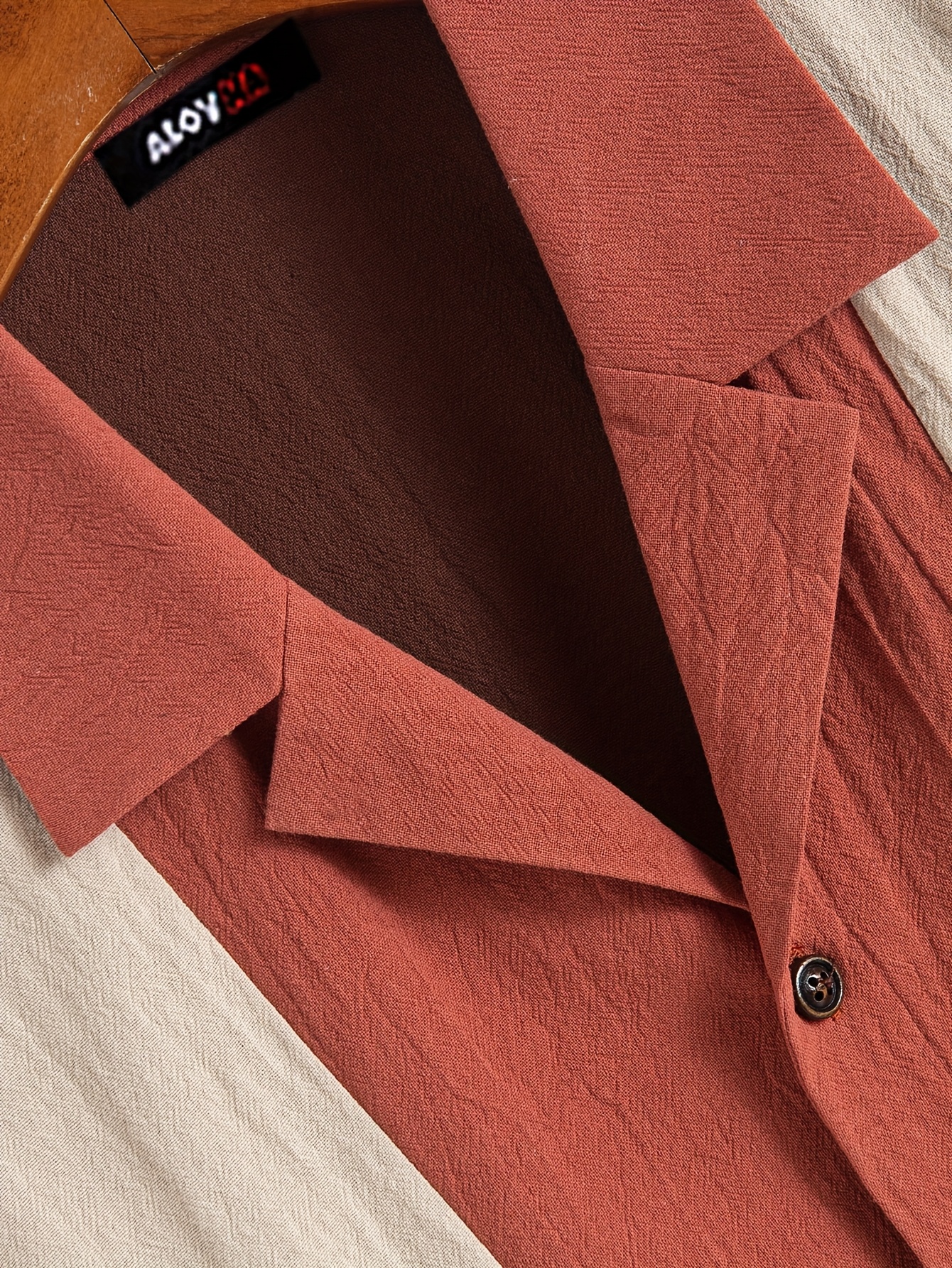 Men's Casual Button-Up Shirt - Brown & beige color-block design, Lightweight Non-Stretch Fabric for Summer Office, Semi-Formal Events - Easy Care Everyday Blouse, Warm Weather Outfit, Textured Pattern, Breathable Material, Short Sleeve Top, Office Professionals