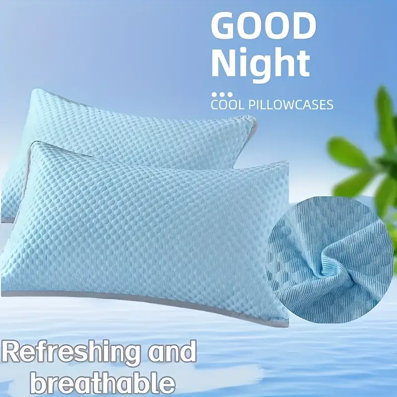 2pcs cool pillowcase breathable soft lightweight summer bedding with sealed design machine washable ideal holiday gift for home or hotel use comfortable temperature control high quality fabric designed for hot sleepers Product details 2