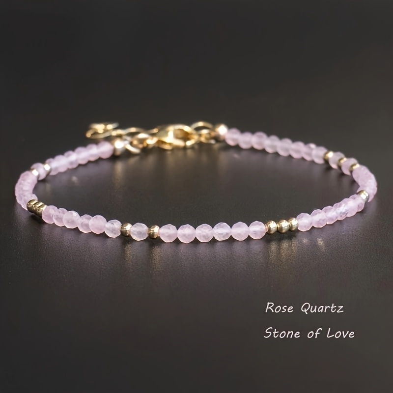 Image of Natural Stone 'stone ' Bracelet, Quartz 3mm Beads Handmade Bracelet, Love, Collect Love, Gift For Women
