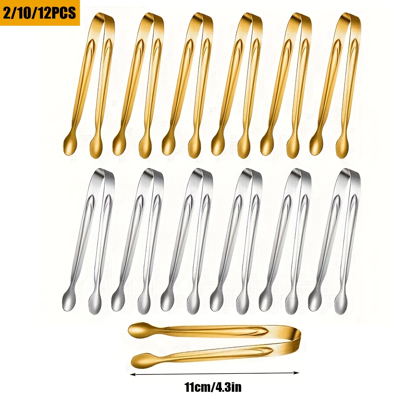 

10pcs/12pcs Stainless Steel Mini Serving Tongs, Appetizer Tongs, Sugar Tongs, Ice Tongs, Buffets, Bars, Cafes, Barbecue Tables, Or Kitchen Gadgets, Catering To All Your Needs.