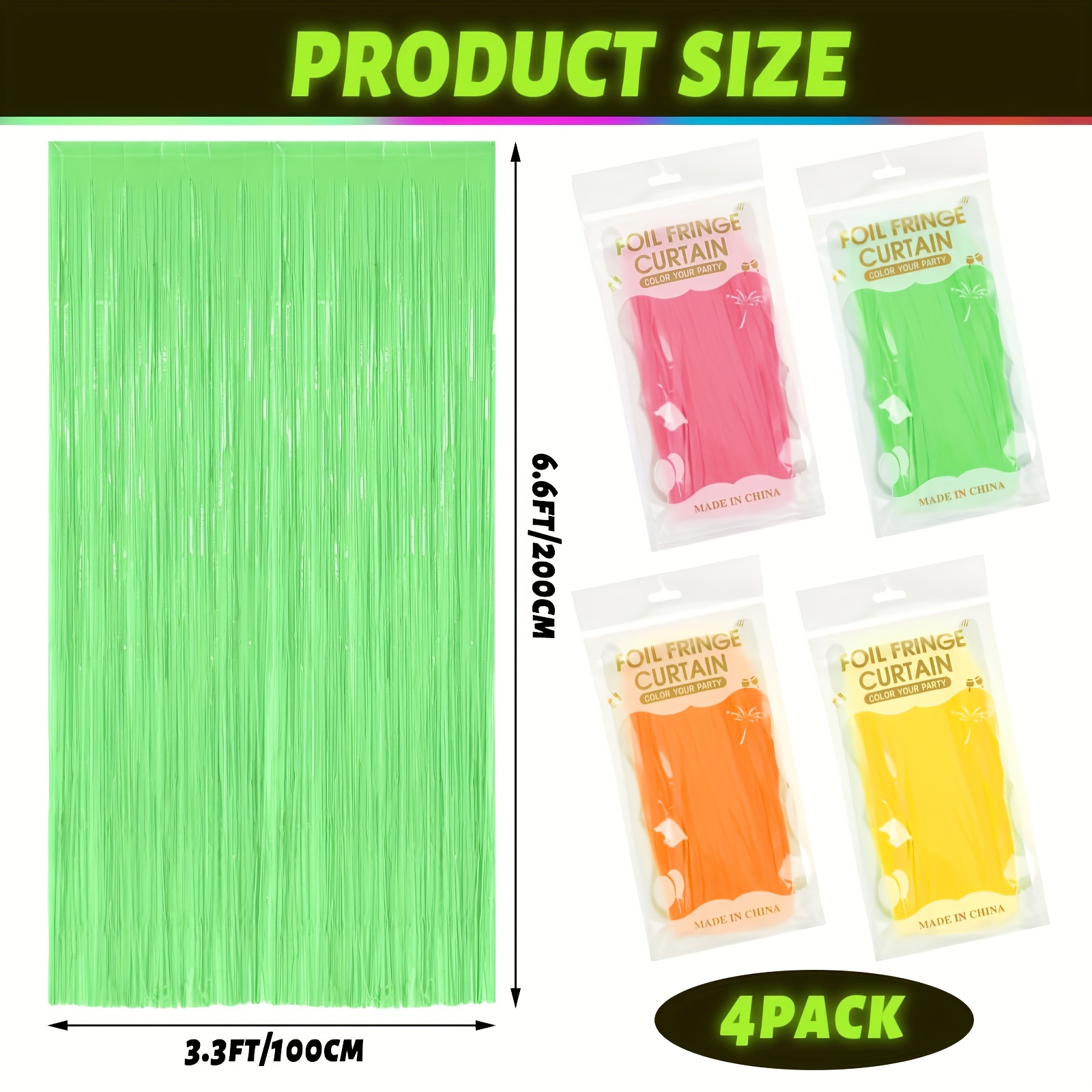 Image of 4pcs/pack Color Of Macaron Party Supplies 100.58x201.17 Cm Neon Party Decorations, Neon Sue Background Curtains Flutter Tape Macaron Backdrops