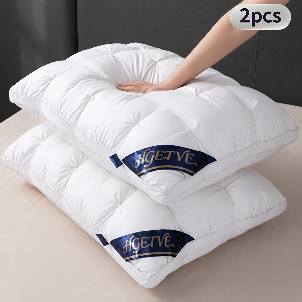 TEMU 2pcs High-end Hotel Pleated Pillow Core, Fluffy Sleep Aid Neck Support, Nap Dorm Student Home Use, Multiple Colors And Sizes , Suitable For King