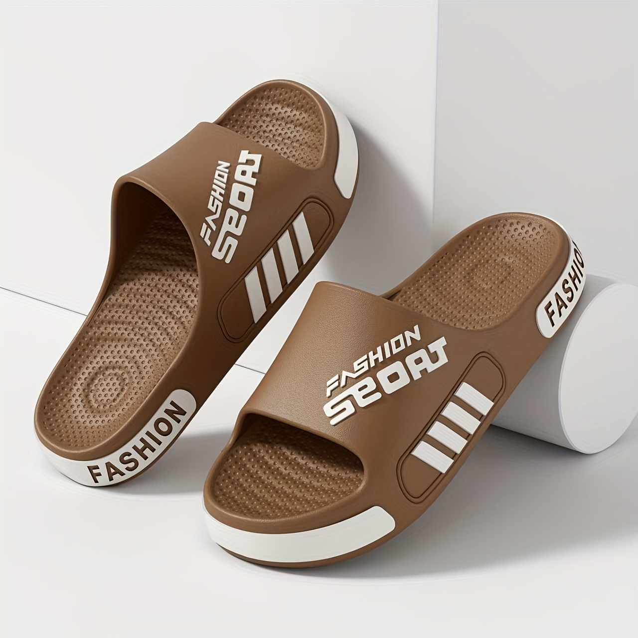mens summer fashion massage slides non slip textured design eva material breathable open toe slippers for home outdoor and beach use indoor slippers casual slippers eva slides summer sandals Product details 3
