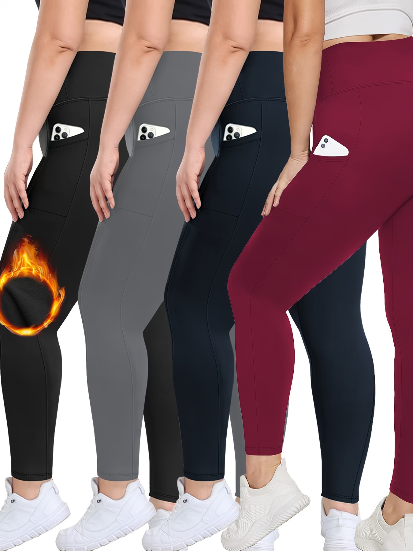 Plus size high waisted fleece lined leggings best sale