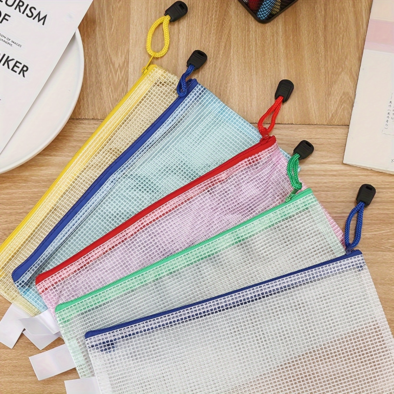 

5/10pcs Zipper Pockets, Zipper File Bags, Stitch And Project Bags For Sorting And Storage, Letter Size A4, Suitable For Travel, School, Board Games And Office Supplies