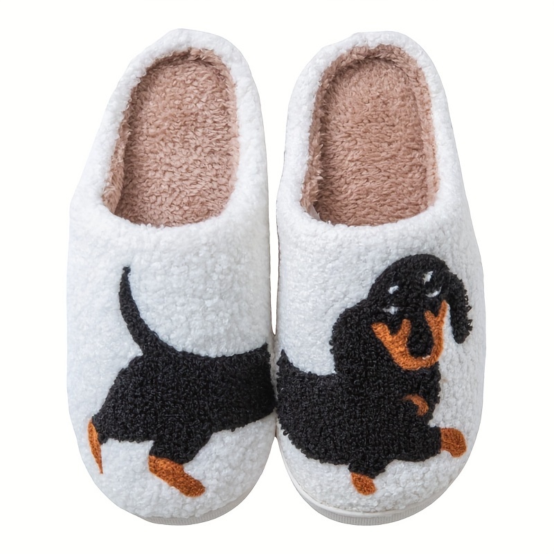 Adorabili pantofole stampate a cartone animato bassotto - Suola ultra morbida piattaforma peluche foderata antiscivolo, comode e calde perfette per l'uso domestico, il relax o il relax