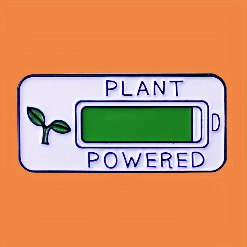 

Enamel "plant Powered" Pin Badge, 1pc Vegan Accessory, Simple Style Lapel Pin For Jackets And Backpacks