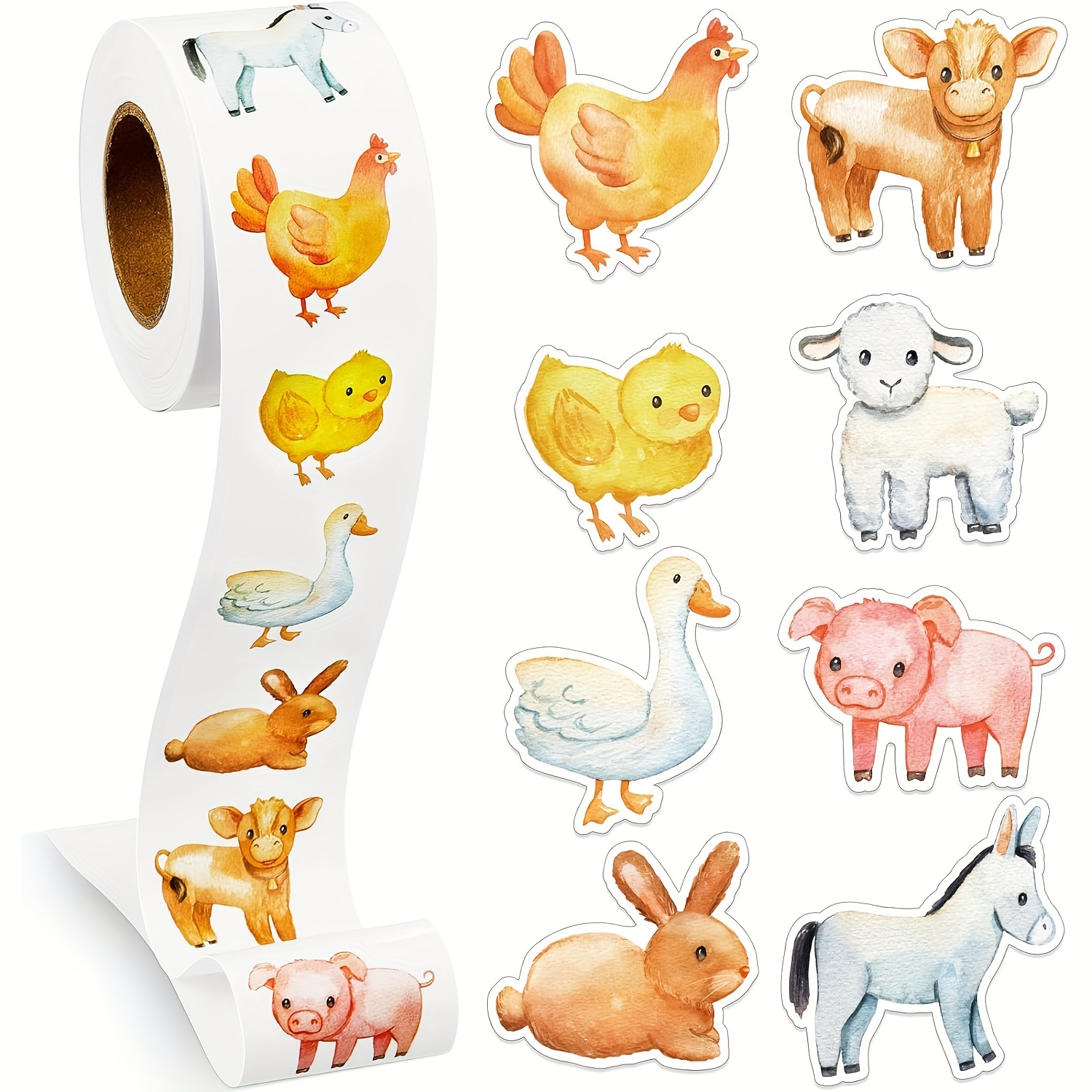 500pcs/roll Farm Animals Stickers New Gift Decoration Label Reward Sticker Stationery Supplies