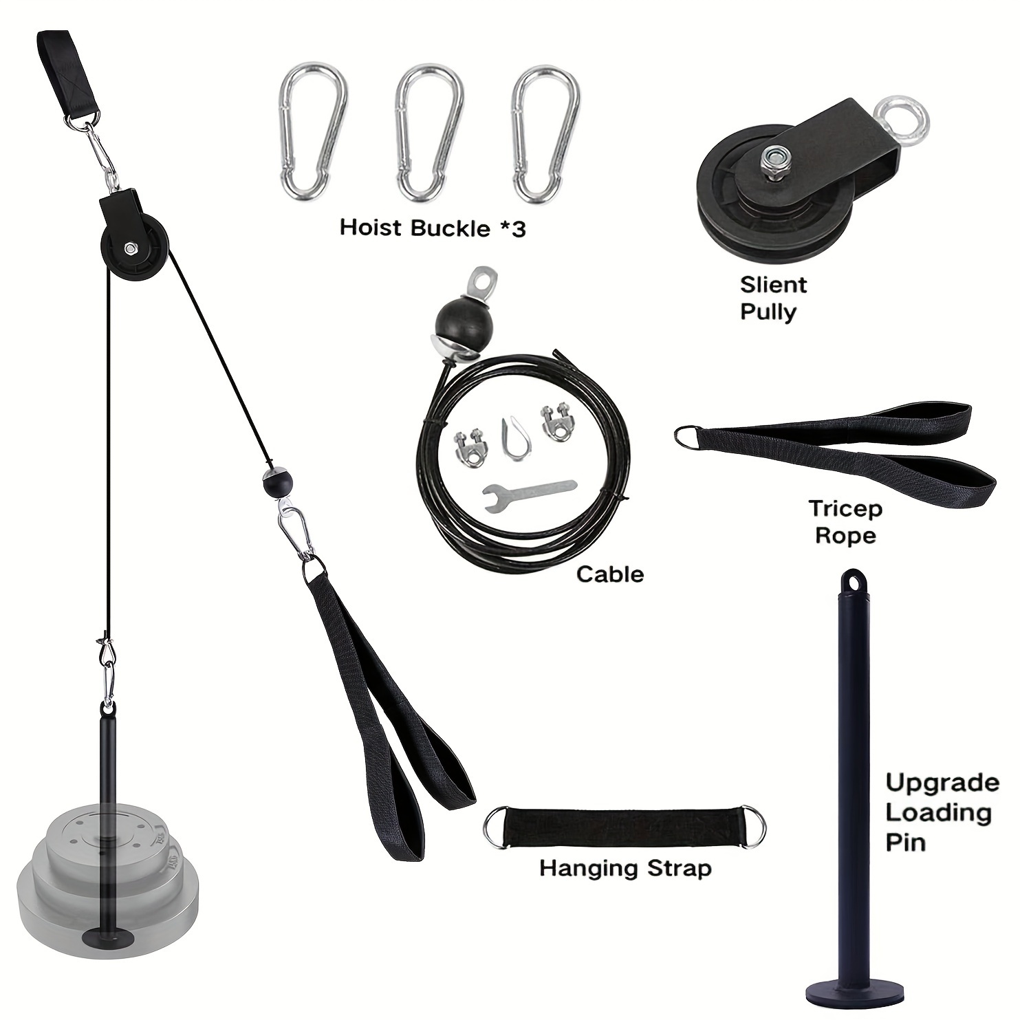 [Home Gym Pulley System Strength] Pulley System Gym, Cable Weight Pulley System for Gym LAT Pulldown, Biceps Curl Workout, Ideal Home Gym Equipment for Forearm, Shoulder, Strength Training, Without Battery