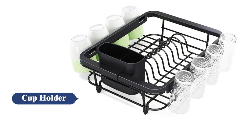 expandable dish rack with utensil holder adjustable over the sink or countertop design metal kitchen organizer for plates cups utensils holidays everyday use countertop dish rack sleek dish holder durable kitchenware Product details 3