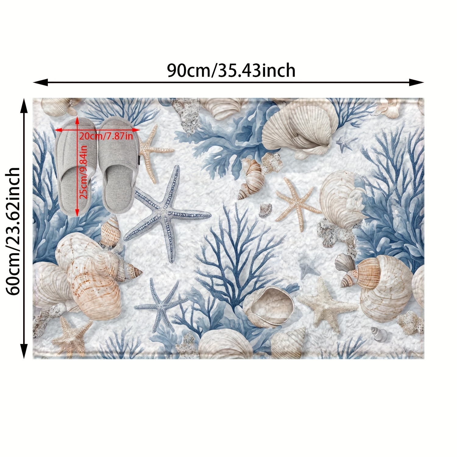 TEMU 1pc A Non-slip Mat Featuring A Starfish Design, Made From Imitation Cashmere Material. This Plush Decorative Mat Used In The Bathroom, As A