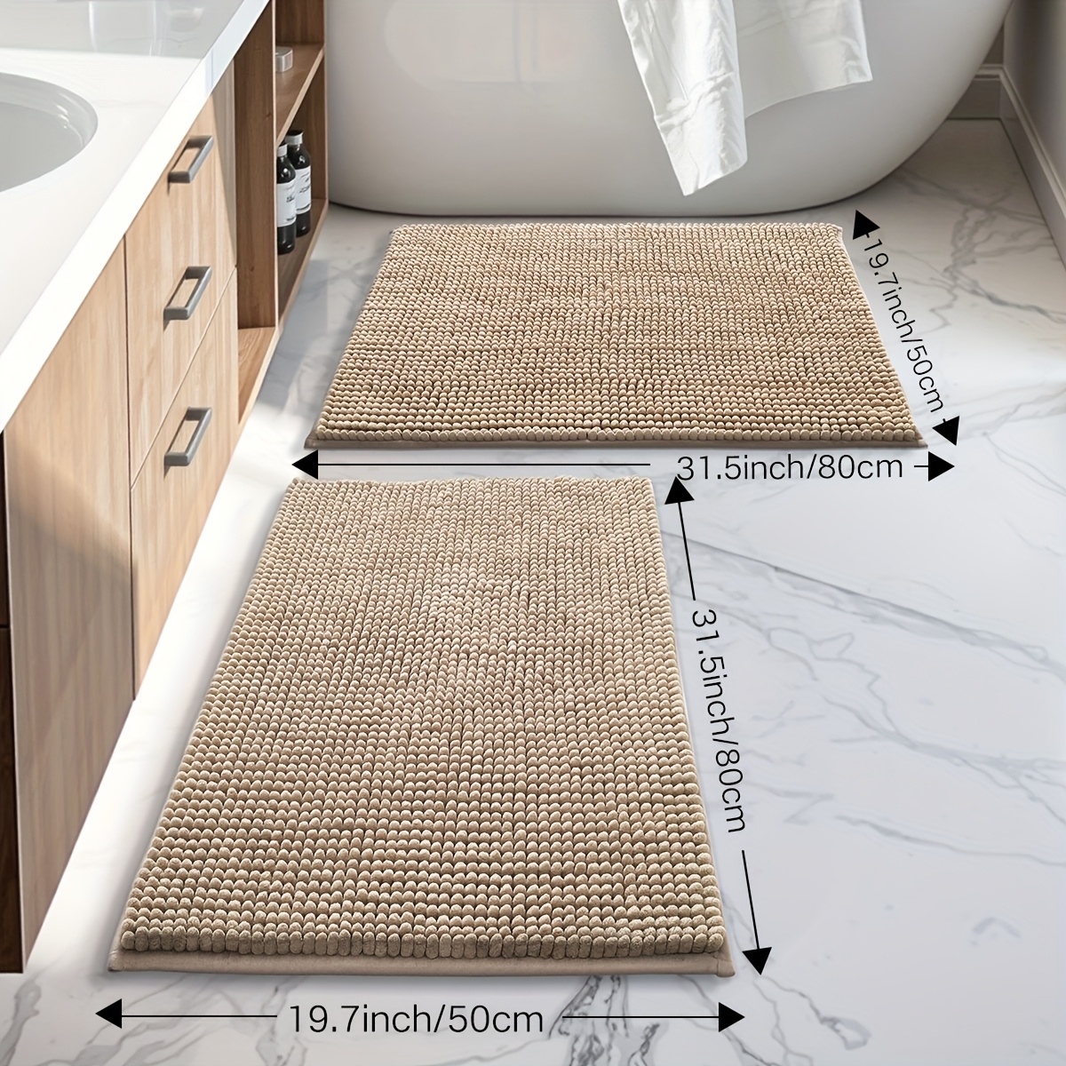 Kinjoy Tappetini da bagno in ciniglia resistenti allo sporco e