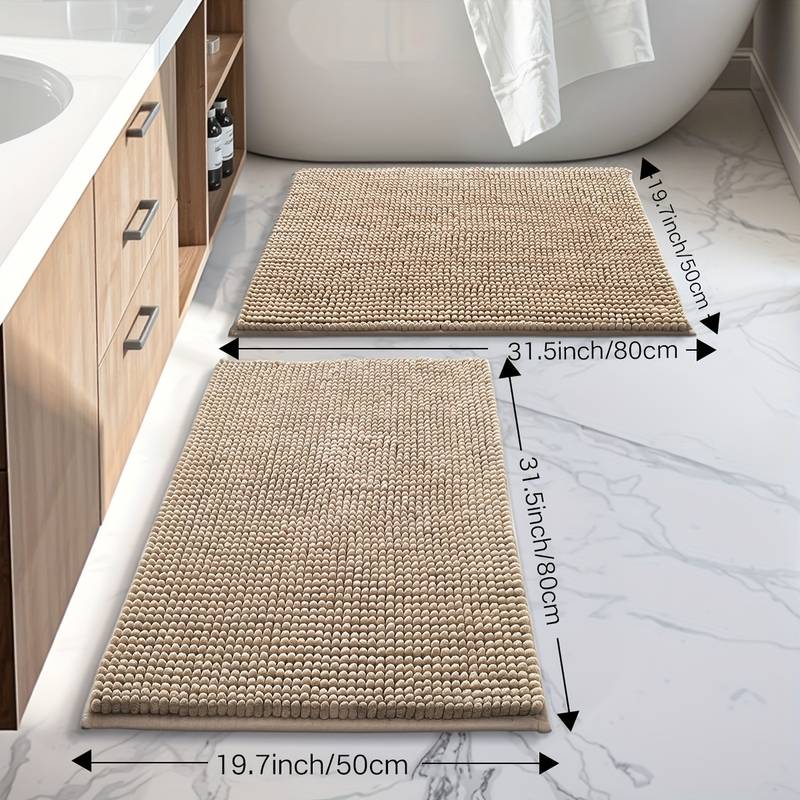 Tindbea Set 2 Tappeti Bagno In Ciniglia | Morbidi E Assorbenti | Antiscivolo E Lavabili (Cacciatore 50x81 Cm + 40x61 Cm)