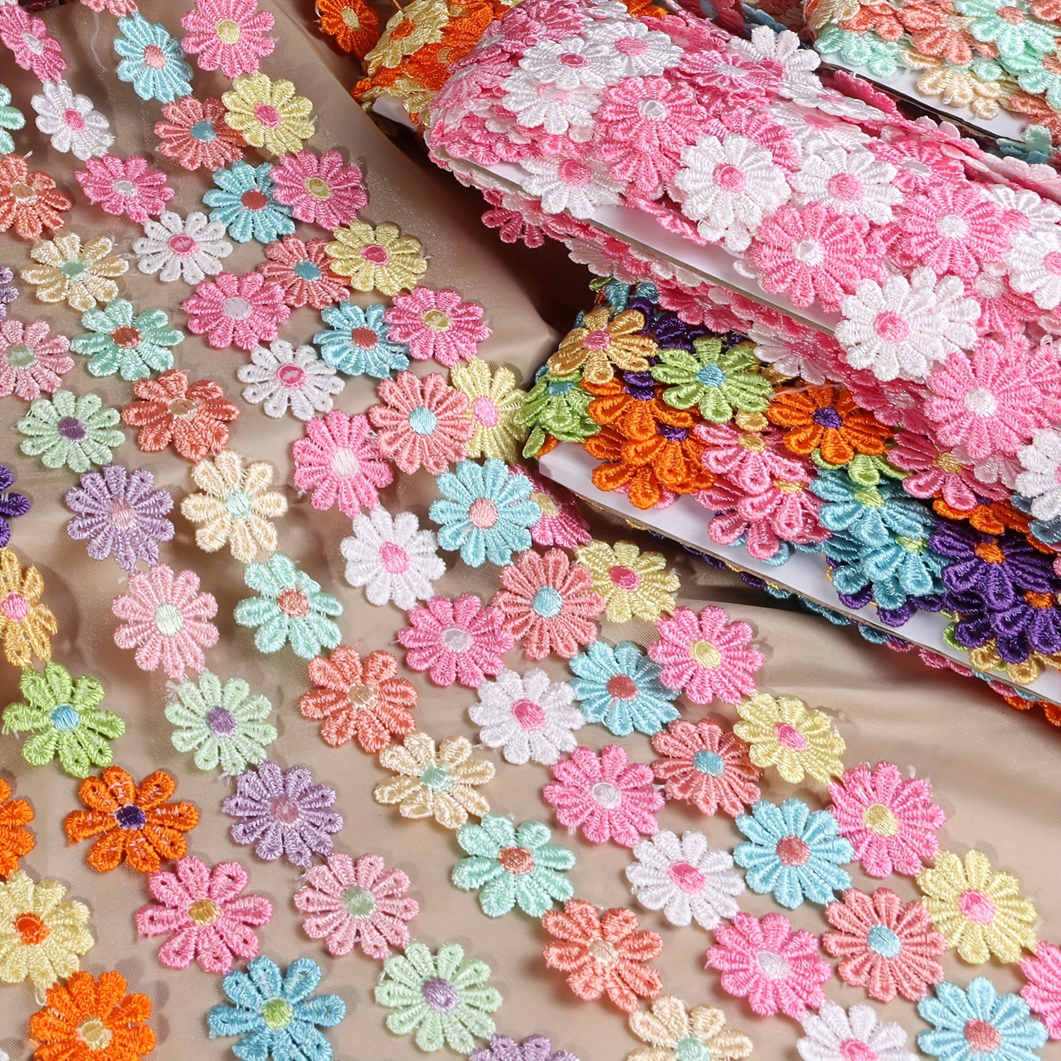 Daisy Flower Lace Trim Ribbon – 6 Yards Embroidered Sewing Trim For Crafts & Decor - View #7