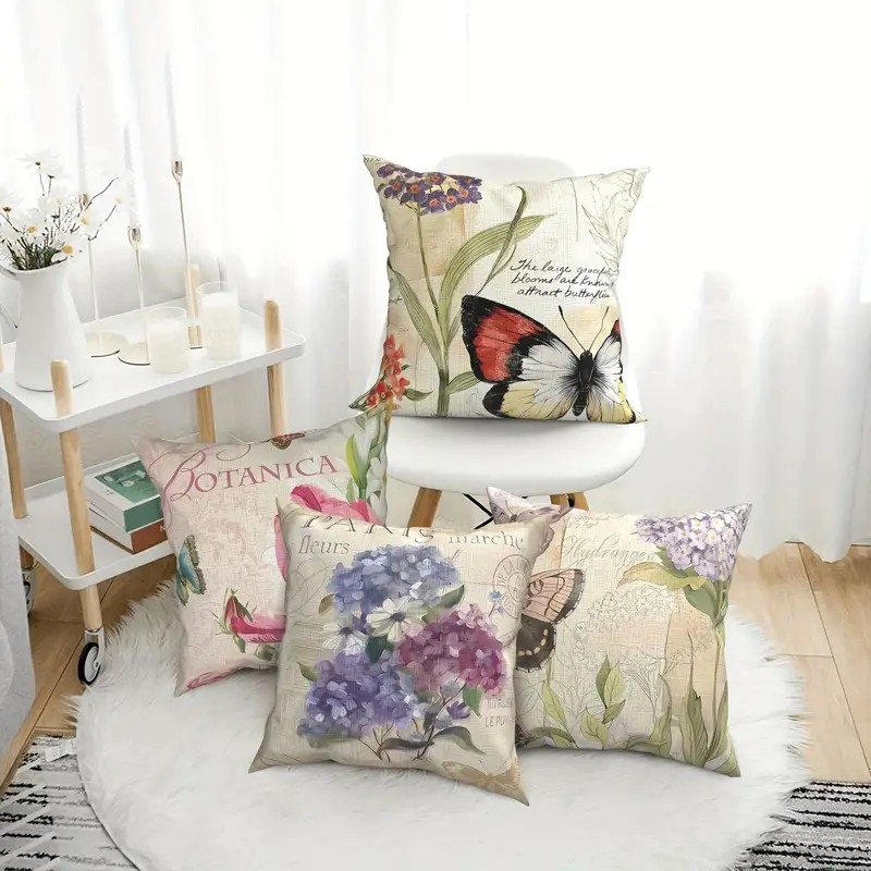 polyester material double sided printing 4pcs set retro polyester fiber pillow cover machine washable zipper opening and closing decorative farmhouse summer pillowcase for rooms 2d Product details 0