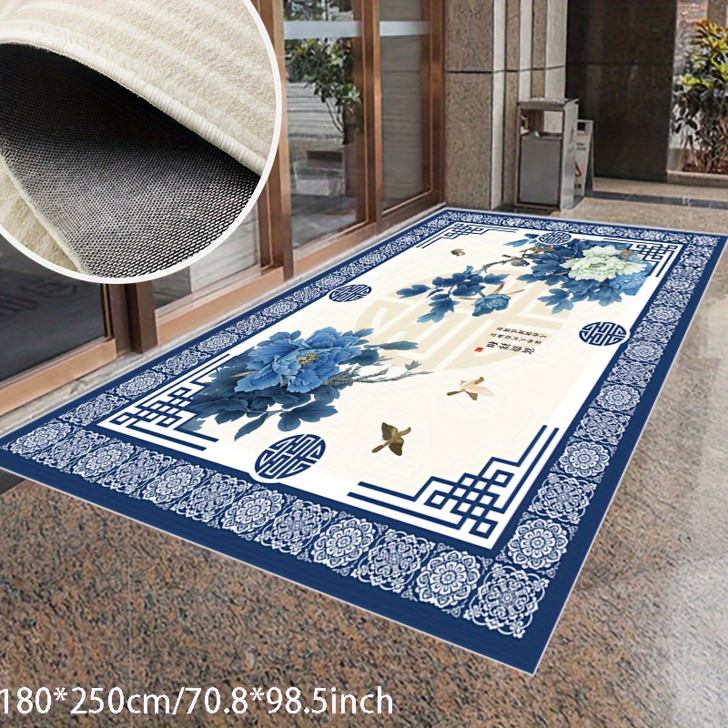 

Living Room Bedroom Area Rug Modern Minimalist New Chinese Blue Ceramic Pattern Floral Floral Pattern, Non-slip Soft Washable; Farmhouse, Hotel, Home, Outdoor Carpet