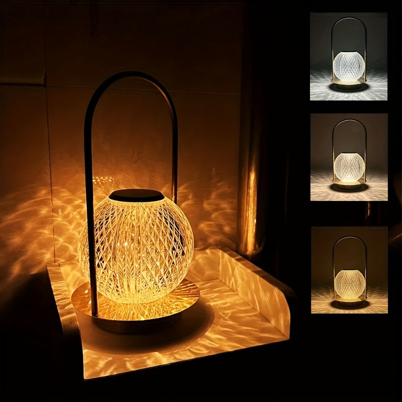 Touch-charging Wireless 3-color Portable Night Light - Crystal Desk Lamp For Bedroom Bedside Led Decor Lamp For Home Dining Table, Bedroom