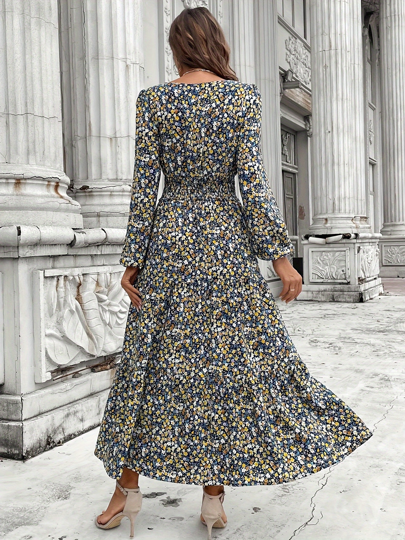 women's elegant v neck maxi dress non see long formal casual